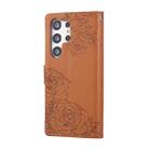 For Samsung Galaxy S23 Ultra 5G Rose Flower Embossed 3-Card Slots Leather Phone Case(Brown) - 3