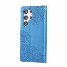 For Samsung Galaxy S23 Ultra 5G Rose Flower Embossed 3-Card Slots Leather Phone Case(Blue) - 3