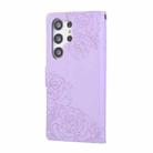 For Samsung Galaxy S23 Ultra 5G Rose Flower Embossed 3-Card Slots Leather Phone Case(Purple) - 3