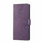 For Samsung Galaxy S23 Ultra 5G Rose Flower Embossed 3-Card Slots Leather Phone Case(Deep Purple) - 2