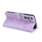 For Samsung Galaxy S25 / S24 5G Rose Flower Embossed 3-Card Slots Leather Phone Case(Purple) - 3