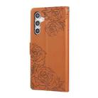 For Samsung Galaxy S24 FE 5G Rose Flower Embossed 3-Card Slots Leather Phone Case(Brown) - 3