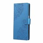 For Samsung Galaxy S24 FE 5G Rose Flower Embossed 3-Card Slots Leather Phone Case(Blue) - 3