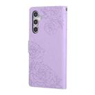 For Samsung Galaxy S24 FE 5G Rose Flower Embossed 3-Card Slots Leather Phone Case(Purple) - 3