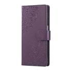 For Samsung Galaxy S24 FE 5G Rose Flower Embossed 3-Card Slots Leather Phone Case(Deep Purple) - 2