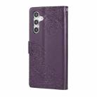 For Samsung Galaxy S24 FE 5G Rose Flower Embossed 3-Card Slots Leather Phone Case(Deep Purple) - 3