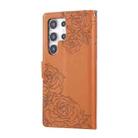 For Samsung Galaxy S22 Ultra 5G Rose Flower Embossed 3-Card Slots Leather Phone Case(Brown) - 3