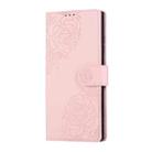 For Samsung Galaxy S22 Ultra 5G Rose Flower Embossed 3-Card Slots Leather Phone Case(Pink) - 2
