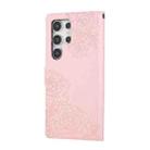 For Samsung Galaxy S22 Ultra 5G Rose Flower Embossed 3-Card Slots Leather Phone Case(Pink) - 3