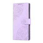 For Samsung Galaxy S22 Ultra 5G Rose Flower Embossed 3-Card Slots Leather Phone Case(Purple) - 2