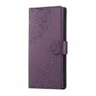 For Samsung Galaxy S22 Ultra 5G Rose Flower Embossed 3-Card Slots Leather Phone Case(Deep Purple) - 2