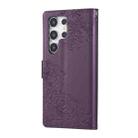 For Samsung Galaxy S22 Ultra 5G Rose Flower Embossed 3-Card Slots Leather Phone Case(Deep Purple) - 3
