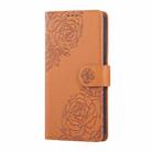 For Samsung Galaxy S22 5G Rose Flower Embossed 3-Card Slots Leather Phone Case(Brown) - 2