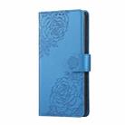 For Samsung Galaxy S22 5G Rose Flower Embossed 3-Card Slots Leather Phone Case(Blue) - 2