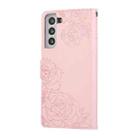 For Samsung Galaxy S22 5G Rose Flower Embossed 3-Card Slots Leather Phone Case(Pink) - 3
