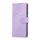 For Samsung Galaxy S22 5G Rose Flower Embossed 3-Card Slots Leather Phone Case(Purple) - 2