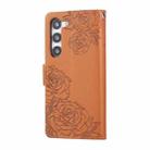 For Samsung Galaxy S23+ 5G Rose Flower Embossed 3-Card Slots Leather Phone Case(Brown) - 3