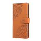 For Samsung Galaxy S23 FE 5G Rose Flower Embossed 3-Card Slots Leather Phone Case(Brown) - 2