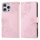 For iPhone 16 Pro Max Rose Flower Embossed 3-Card Slots Leather Phone Case(Pink) - 2