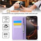 For iPhone 16 Pro Rose Flower Embossed 3-Card Slots Leather Phone Case(Purple) - 3