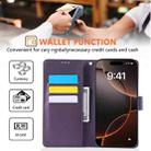 For iPhone 16 Pro Rose Flower Embossed 3-Card Slots Leather Phone Case(Deep Purple) - 3