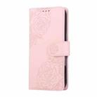 For iPhone 16 Rose Flower Embossed 3-Card Slots Leather Phone Case(Pink) - 2