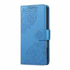For iPhone 16 Plus Rose Flower Embossed 3-Card Slots Leather Phone Case(Blue) - 2
