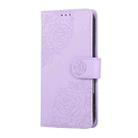 For iPhone 16 Plus Rose Flower Embossed 3-Card Slots Leather Phone Case(Purple) - 2
