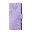 For iPhone 14 / 13 Rose Flower Embossed 3-Card Slots Leather Phone Case(Purple) - 2