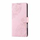 For iPhone 14 Pro Max Rose Flower Embossed 3-Card Slots Leather Phone Case(Pink) - 2