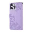 For iPhone 13 Pro Rose Flower Embossed 3-Card Slots Leather Phone Case(Purple) - 3