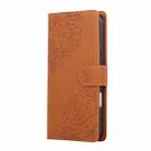 For iPhone 17 Pro Max Rose Flower Embossed 3-Card Slots Leather Phone Case(Brown) - 2