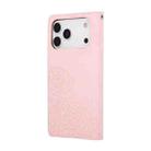 For iPhone 17 Pro Max Rose Flower Embossed 3-Card Slots Leather Phone Case(Pink) - 3