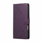 For iPhone 17 Pro Max Rose Flower Embossed 3-Card Slots Leather Phone Case(Deep Purple) - 2
