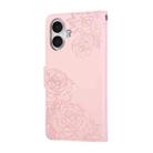 For iPhone 17 Rose Flower Embossed 3-Card Slots Leather Phone Case(Pink) - 3