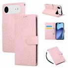 For iPhone 17 Air Rose Flower Embossed 3-Card Slots Leather Phone Case(Pink) - 1