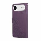 For iPhone 17 Air Rose Flower Embossed 3-Card Slots Leather Phone Case(Deep Purple) - 3
