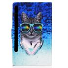 For Samsung Galaxy Tab S8 / Galaxy Tab S7 T870 Electric Pressed Colored Drawing Horizontal Flip Leather Case with Holder & Card Slots & Sleep / Wake-up Function(Headphone Cat) - 2