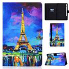 For Samsung Galaxy Tab S8 / Galaxy Tab S7 T870 Electric Pressed Colored Drawing Horizontal Flip Leather Case with Holder & Card Slots & Sleep / Wake-up Function(Eiffel Tower) - 1