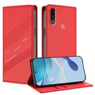 For Motorola Moto E7 Power Embossed Multi-functional Wallet Retro Leather Phone Case(Red) - 1