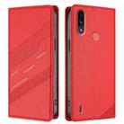 For Motorola Moto E7 Power Embossed Multi-functional Wallet Retro Leather Phone Case(Red) - 2