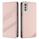 For Motorola Moto E32 Embossed Multi-functional Wallet Retro Leather Phone Case(Pink) - 2