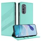 For Motorola Edge 2022 Embossed Multi-functional Wallet Retro Leather Phone Case(Mint Green) - 1