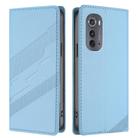 For Motorola Edge 2022 Embossed Multi-functional Wallet Retro Leather Phone Case(Light Blue) - 2