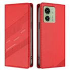For Motorola Edge 40 Embossed Multi-functional Wallet Retro Leather Phone Case(Red) - 2