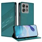 For Motorola Edge 50 Pro Embossed Multi-functional Wallet Retro Leather Phone Case(Dark Green) - 1