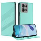 For Motorola Edge 50 Pro Embossed Multi-functional Wallet Retro Leather Phone Case(Mint Green) - 1