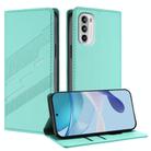 For Motorola Moto G 5G 2022 Embossed Multi-functional Wallet Retro Leather Phone Case(Mint Green) - 1