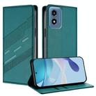 For Motorola Moto G Play 4G 2024 Embossed Multi-functional Wallet Retro Leather Phone Case(Dark Green) - 1