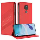 For Motorola Moto G Play 2021 Embossed Multi-functional Wallet Retro Leather Phone Case(Red) - 1